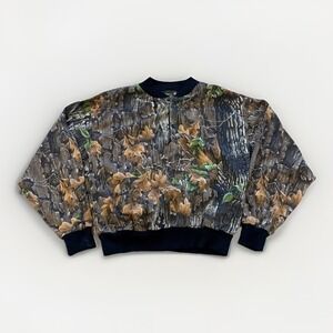 Vintage Trebark Bomber Jacket Mens M Camo 90s Hunting Field Pullover Henley